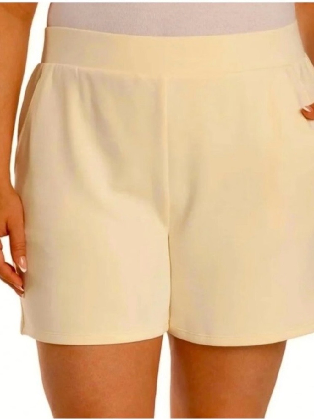 NWT Lazypants High-Waist Yellow Pull-On Shorts Women Large Costco Lazy Pa Pocket